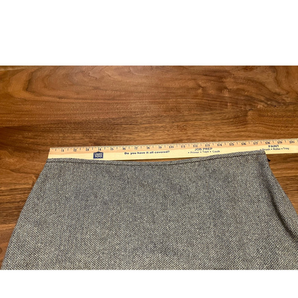 LOFT Wool Silk Blend 14 Godet Skirt Gray Black Office Zip Up Knee Length Office - Picture 7 of 9
